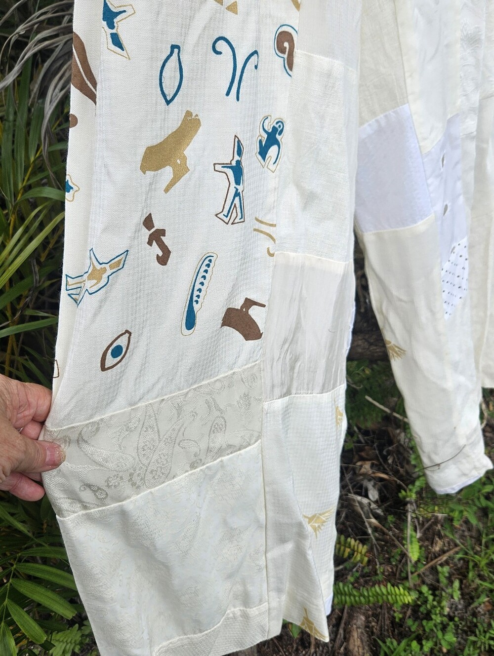 Donna Jessica Wide Leg PANTS, NWT, HANDPAINTED, Elastic Waist Pants, Cream Pants